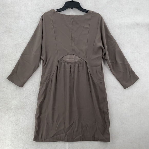 GAP Chiffon Cut Out Back‎ Dolman Dress Taupe Brown Long Sleeve Womens Size S - Picture 2 of 8